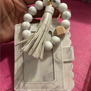 Marble White Tassel Keychain Bracelet
